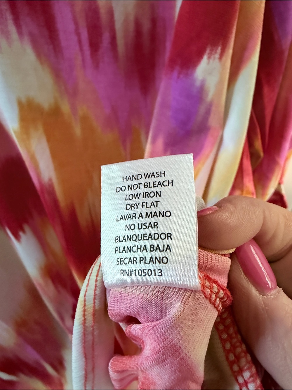 Dear Scarlett Split-Neck Tie-Dye Tunic in Pink, Orange, Yellow - Picture 8 of 8